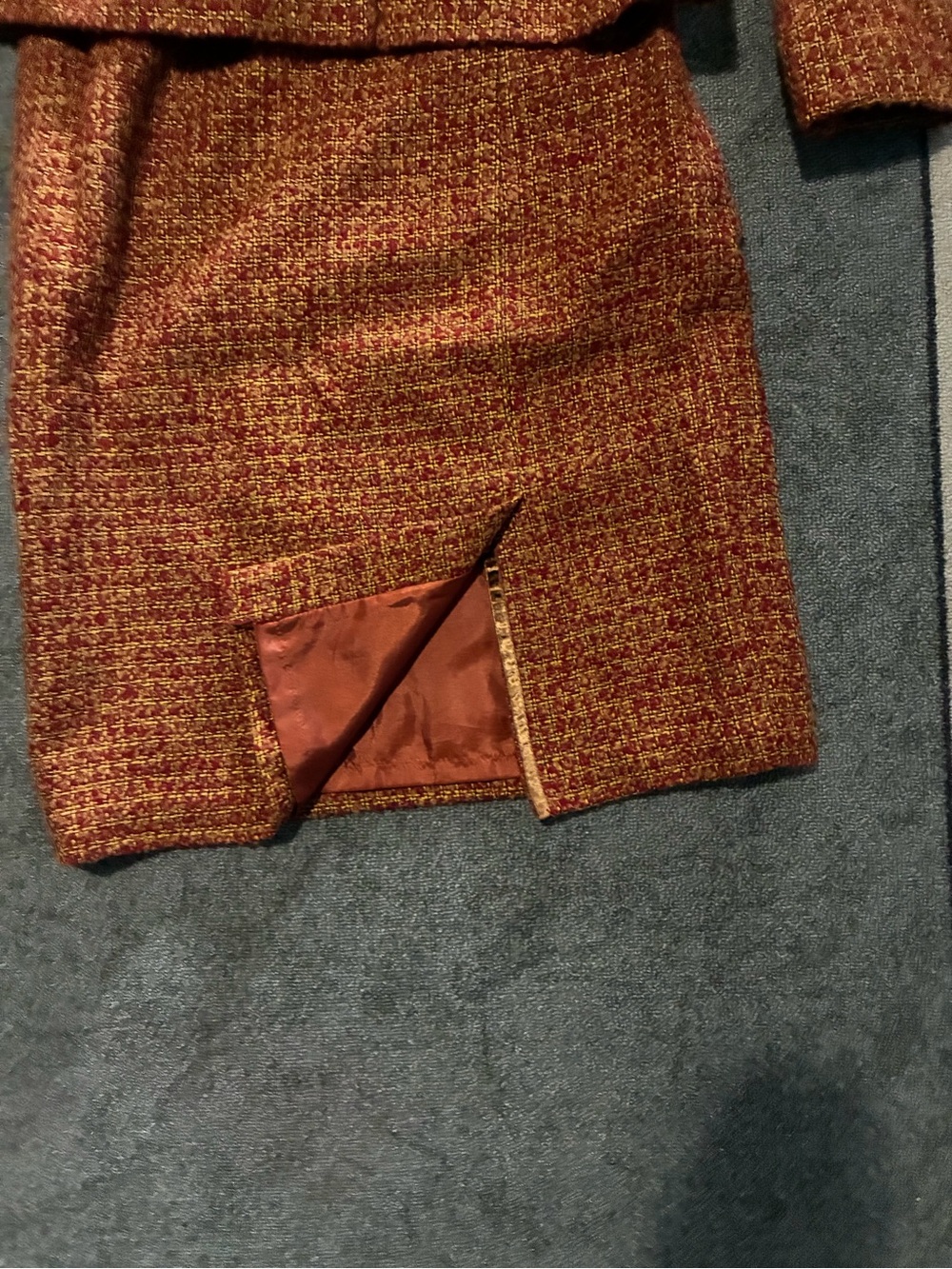 Liz Claiborne Vintage 90s Rust Orange Tweed Blazer and Skirt Set - Picture 4 of 8